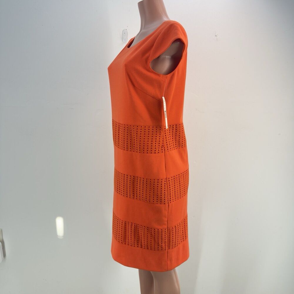 New Preston & York Sheath Women Dress Size 8 Stretch Orange Sleeveless - Picture 8 of 16